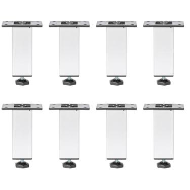 Imagem de EMPÓRIO ACESSÓRIOS - Kit 8 Pé Alumínio 8cm Fosco Cozinha Móveis 40x40 Regulável