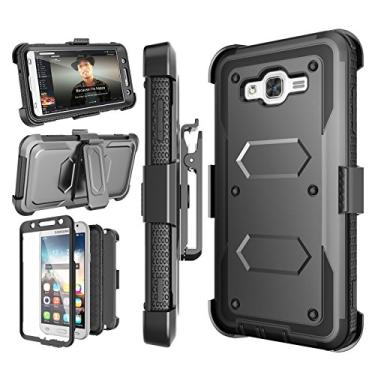 Imagem de Capa Njjex J7 2015, para Galaxy J7 Belt Case, [Nbeck] Capa de proteção de tela resistente integrada com clipe para cinto de bloqueio resistente e suporte para Samsung Galaxy J7 2015 SM-J7008, Preto