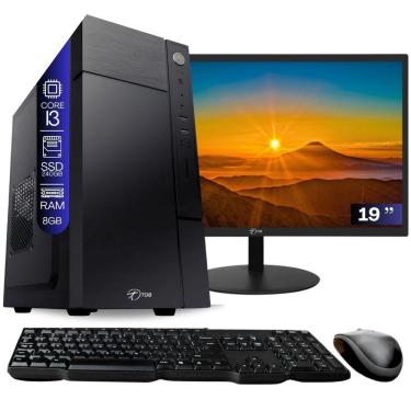 Imagem de Computador Completo TOB Intel Core i3 SSD 240GB Memória 8GB Windows 10 Pro Trial + Teclado e Mouse + Monitor 19" Desktop