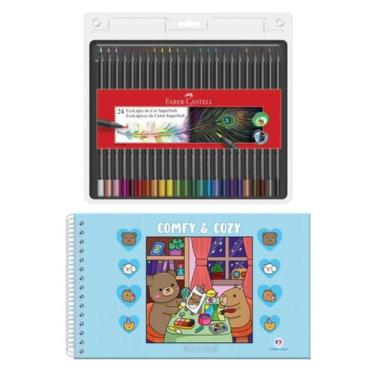 Imagem de Kit Lápis de Cor Faber-Castell SuperSoft 24 cores + Livro De Colorir C