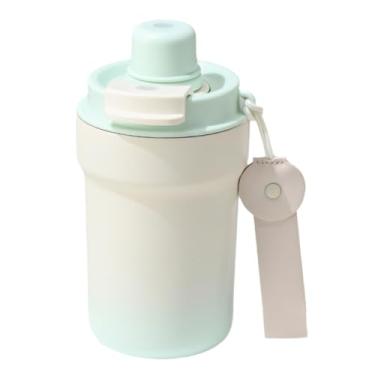 Imagem de Xícara de café moderna de aço inoxidável de camada dupla isolada a vácuo – 400 ml (corda) e 480 ml (cabo) | Caneca de bebida portátil elegante para bebidas quentes e frias (verde, 400 ml)