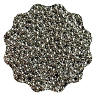 Imagem de 100g Miçanga Pérola 4mm Abs ou Leitosa Aprox 3800un Missanga Artesanato (Tradicional - Prata)