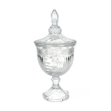 Imagem de Potiche Vanessa Em Vidro C/Pé Bomboniere Decoração 24,5cm - Hauskraft