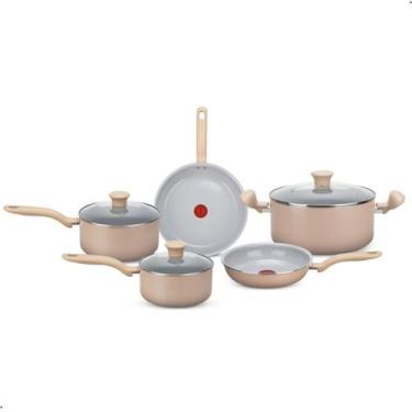 Imagem de Conjunto Jogo de panelas Rochedo Ceramica 5 Pecas, Vanilla