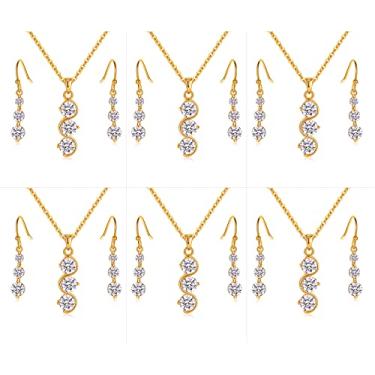 Imagem de ZHUWE Conjunto de joias de dama de honra, presente para mulheres, ouro 18K, ouro rosa ou prata, conjunto de brincos para casamento, Cobre, Zircônia cúbica