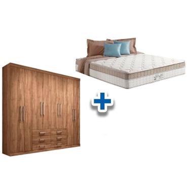 Imagem de Cama Box Casal + Colchão King Best + Guarda Roupa Master 8.6 Atacama
