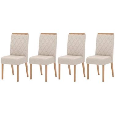 Imagem de Kit 4 Cadeiras Sala Jantar Nina 4 Un Nature Suede Light Linho