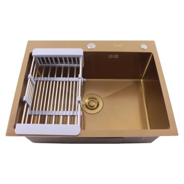 Imagem de Cuba Cozinha Quadrada Em Aço Inox 304 - Nano Rose Gold 6045t