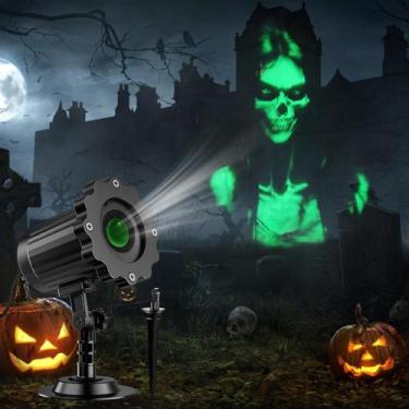 Imagem de Projetor de Halloween 3D Nagudenfo - Caveira e Fantasma Verde Dinâmico