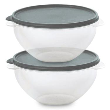 Imagem de Kit 2 Pote de Plástico Hermético 500ml Marmita C/ Tampa Bowl Redondo T
