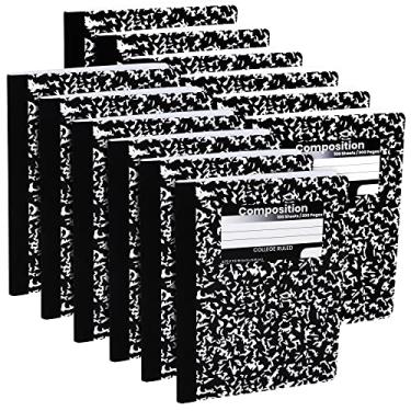 Imagem de Cadernos de redação em massa, diários de escrita de papel pautado para faculdade, livros de redação pautados com capa de mármore, 100 folhas, cadernos escolares, cadernos de material escolar, cadernos de diário de estudantes, material escolar e de escritório - pautado para faculdade - Pacote com 12