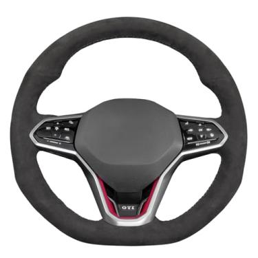 Imagem de MEWANT Capa de volante costurada à mão para Volkswagen VW Golf 8 2020-2021/GTI 8 2020-2021/GTD 8 2020-2021/GTE 8 2020-2021/R8 2021/Arteon 2020-2021/Tiguan 2020-2020-2021/Tiguan 2020-2020-2021/021/Touu