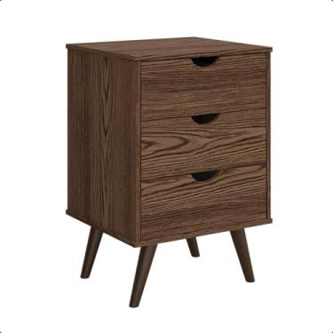 Imagem de Mesa de Cabeceira Grécia Plus com 3 Gavetas, 65 x 40 x 36 cm, Decoração Quarto (CANELA)