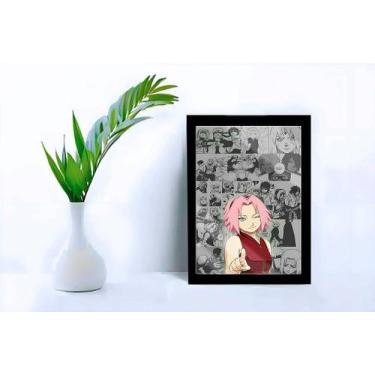Imagem de Quadro Decorativo Sakura Haruno C/ Moldura e Vidro 33x25 cm - Genérico