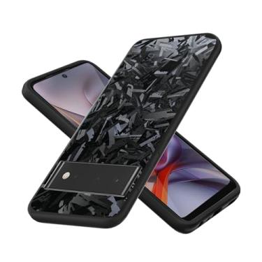 Imagem de Capa de telefone compatível com Google Pixel 6A TPU silicone macio + fibra de carbono texturizada 3D anti-impressão digital