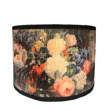 Imagem de Yuqim Abajur floral E27 vintage floral padronizado abajur 30 cm x 20 cm capa de lâmpada oval impressa para lustre de luz de chão de mesa (flor)