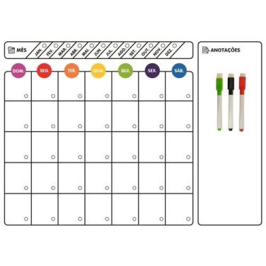 Imagem de Calendário mgnético para geladeiras com canetas escreve apaga - intemp