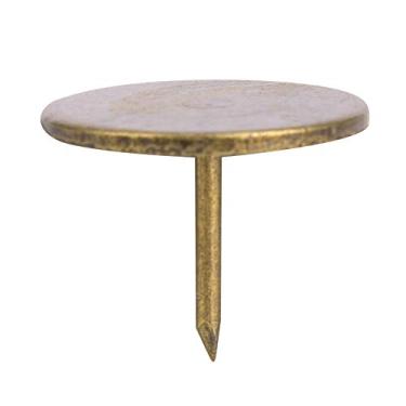 Imagem de QANYEGN 100Pcs Estofados Prego, Antique Estofados Tachas, Cabeça Chata Ciano Bronze Ferro Desenho Pin para Sofá, Cadeira, Cama, Art. (Diameter 19MM*Total length 15MM)