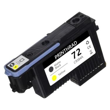 Imagem de Aulay Cabeça de impressão 72 com chips atualizados compatíveis com impressoras HP T610 T620 T770 T790 T1100 T1120 T1200 T1300 T2300 Preto fosco/amarelo