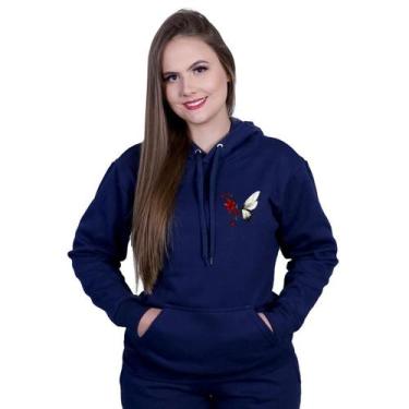 Imagem de Blusa Frio Moletom Feminino Personalizado Borboleta - Methodic, Azul, 