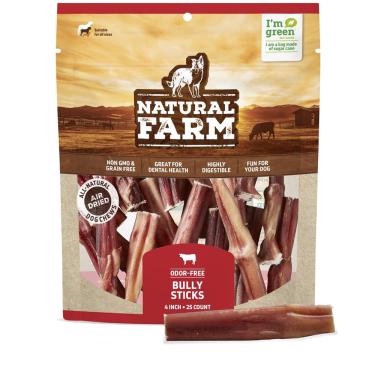 Imagem de Dog Bully Sticks Natural Farm Odor Free 10 cm, pacote com 25 unidades de carne Angus