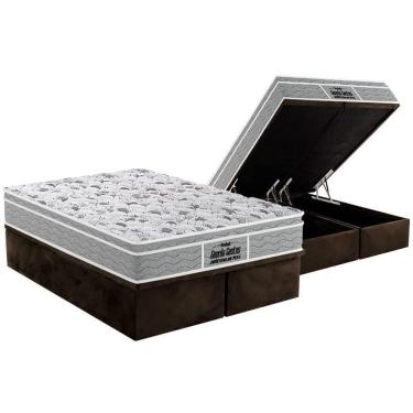 Imagem de Cama Box Baú Queen Kit Guarda Costas PróExtreme Plus D45 Euro Pillow Suede Brown 158x198 Probel