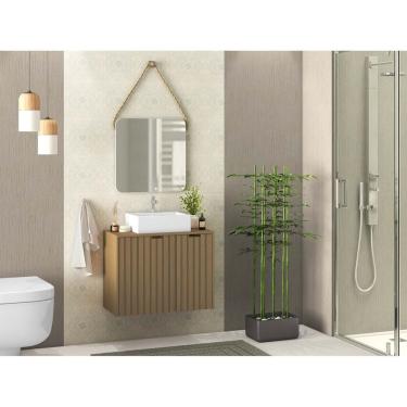 Imagem de Gabinete Suspenso Com Espelho E Cuba Nice Móveis Bosi Nogal/noce Amendoa