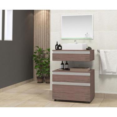 Imagem de Gabinete Para Banheiro Com Cuba E Espelheira 60cm Safira Contarini Rústico