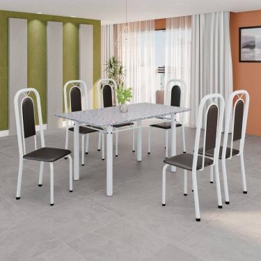 Imagem de Conjunto Sala de Jantar com 6 Cadeiras Lara Preto / Branco