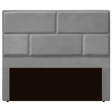Imagem de Cabeceira Casal Queen Estofada Para Cama Box Jade Veludo Cor Cinza Claro