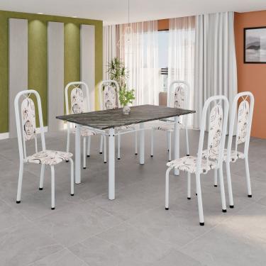 Imagem de Conjunto Sala de Jantar com 6 Cadeiras Lara Arabesco / Branco