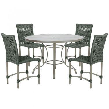 Imagem de Mesa Ascoli 4 Cadeiras Cannes De Alumínio Fendi Trama Verde