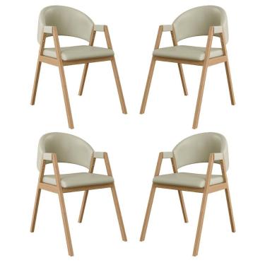 Imagem de Kit 4 Cadeiras Suellen Luxo Reforçada Mesa De Jantar Courino Bege