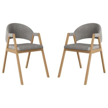 Imagem de Kit 2 Cadeiras Suellen Luxo Reforçada Mesa De Jantar Linho Grafite