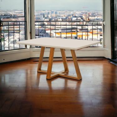 Imagem de Mesa De Jantar Retangular Bela Luxo Tampo Vidro/mdf 160 Cm cast/off White