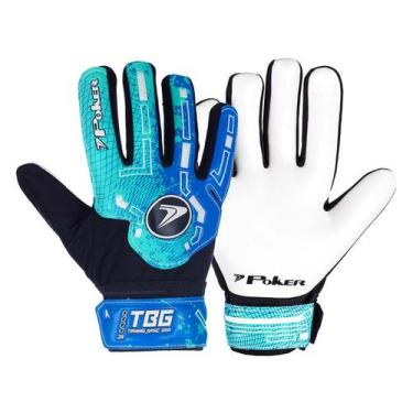 Imagem de Luva de Goleiro Infantil Campo Poker Training Basic, Azul, Preto, 6
