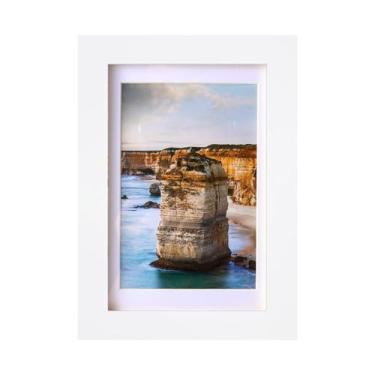 Imagem de wyooxoo Porta-retrato de 10 x 15 cm feito de madeira maciça, para exibição de fotos de 9 x 12 cm com tapete ou 10 x 15 cm sem tapete, para exibição de mesa ou parede, branca, 1 pacote