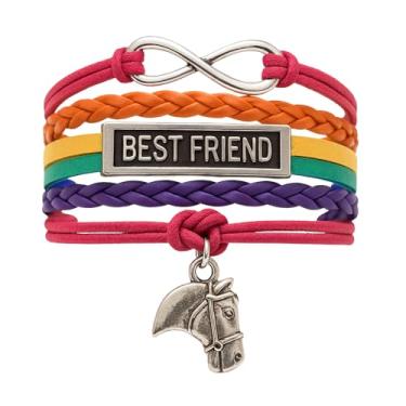Imagem de Pulseira com pingente de cavalo, joias equestres para amantes de cavalos - Pulseira ajustável de pônei infinito para mulheres, adolescentes e meninas, 5 inch adjustable- fits small to large wrists,