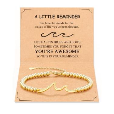 Imagem de Tarsus Pulseira de onda para mulheres e homens, Through The Waves of Life, presentes inspiradores para mulheres adolescentes, average, Sem Pedra Preciosa