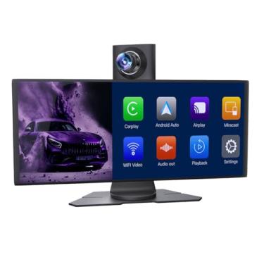Imagem de NUOTIAN Tela Carplay Sem Fio Para Carro - Compatível Com Apple Play Portátil E Android Auto, Câmera De Ré 350°, Bluetooth, Navegação Gps, Mirror Link, Todos Os Veículos (9,3")