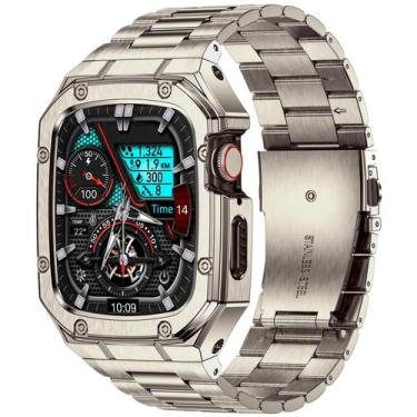 Imagem de Pulseira de relógio BAITEYOU em aço inoxidável com estojo para Apple W