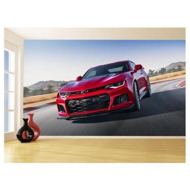 Imagem de Papel De Parede 3D Carro Camaro Chevy Vermelho 3,5M Car53 - Você Decor