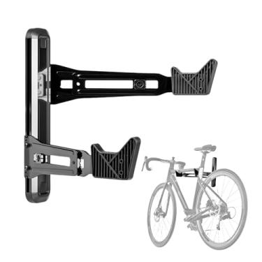 Imagem de SUKOUSRAM Suporte de parede de bicicleta para bicicleta de estrada e montanha com capacidade de 40 kg, liga de alumínio com proteção de borracha, design de economia de espaço, rack de armazenamento