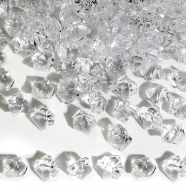Imagem de Fake Ice, 250 peças de cubos de gelo falsos claros gelo falso acrílico gelo pedras reutilizáveis pedras diamantes plásticos pedras enchimento de vaso para festa de casamento centros de mesa artesanato