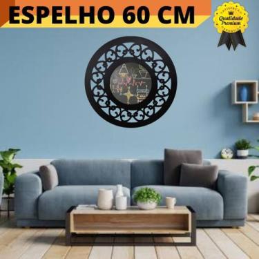 Imagem de Espelho Artesanal Flor Madeira Decoração Escritorio S01 - CARIOCA ARTE