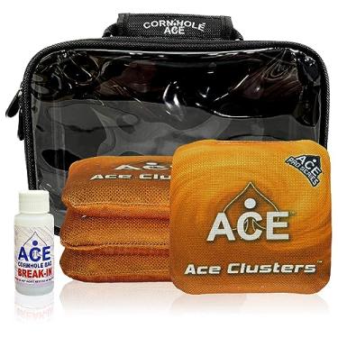 Imagem de CornholeAce Ace Clusters | Laranja | Kit ACE Pro Bag: 4 Pro Bags + Kit Break-in + Estojo de transporte | Bolsas Cornhole Profissionais | Bastão liso de dupla face para todos os climas
