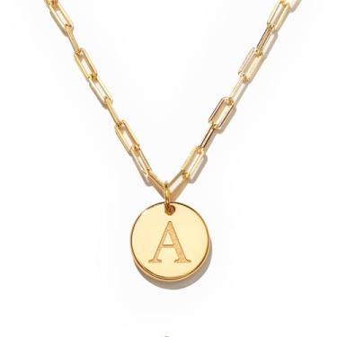 Imagem de STORYJEWELLERY Colares com inicial feminina, A-T, Banhado a latão com ouro 18K, Sem Pedra Preciosa