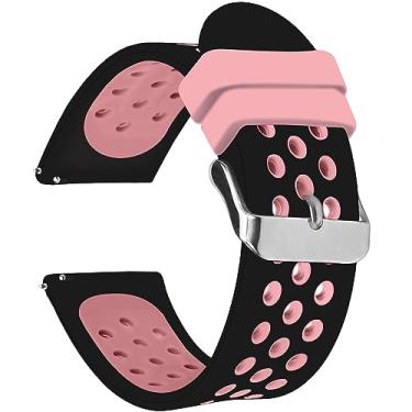Imagem de Pulseira de silicone universal de 18 mm, 20 mm, 22 mm, 24 mm de largura, pulseiras de relógio de borracha de liberação rápida para homens e mulheres (18 mm, preto-rosa)