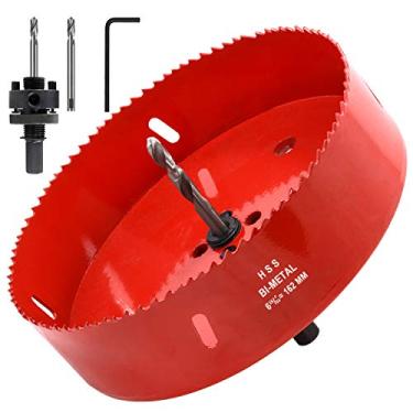 Imagem de Serra Koopi com orifício com arbora resistente, cortador de orifício bimetálico de 38 mm de profundidade para facilmente perfuração de madeira, plástico, compensado, drywall, metal fino, HoleSawWA-H162-Red, 6 3/8 inch