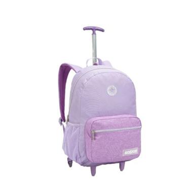 Imagem de Mochila Rodinha Juvenil Estilosa Meninas Escolar - Denlex, Roxo